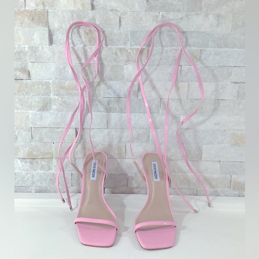 Steve Madden pink strap up heels.